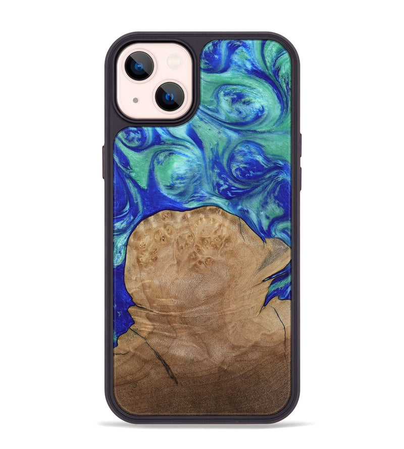 iPhone 14 Plus Wood Phone Case - Mettie (Blue, 808502)