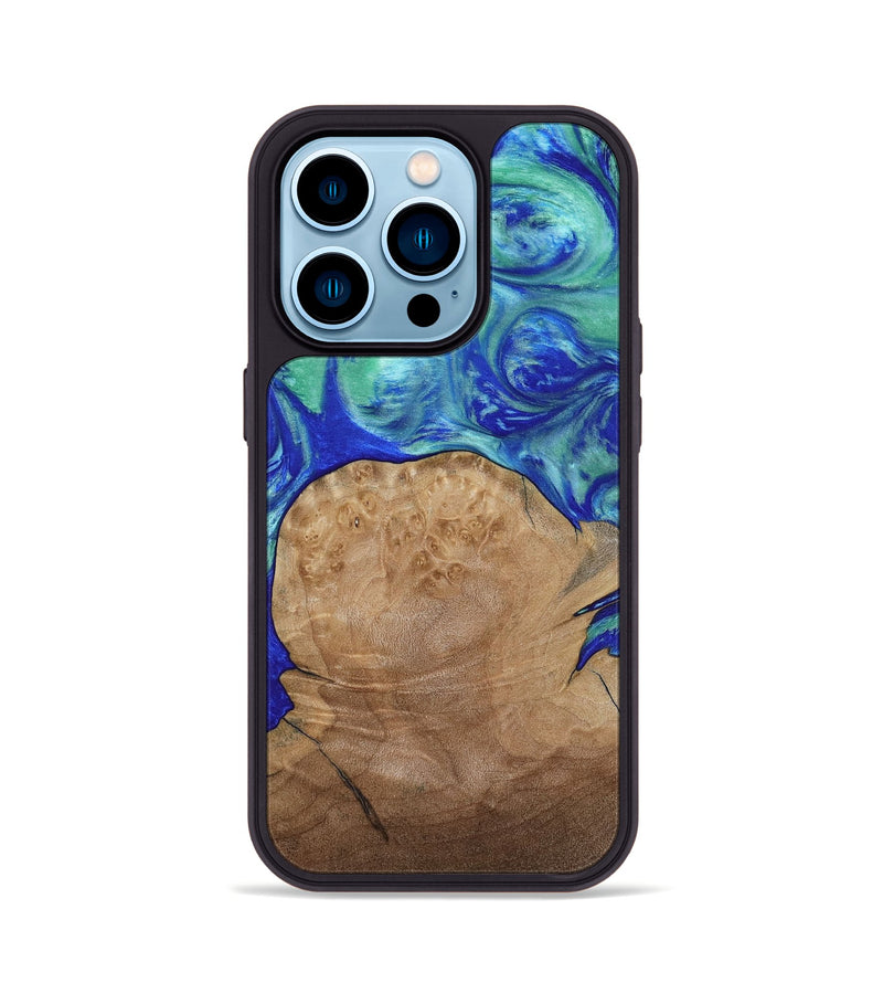 iPhone 14 Pro Wood Phone Case - Mettie (Blue, 808502)