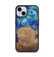 iPhone 15 Wood Phone Case - Mettie (Blue, 808502)