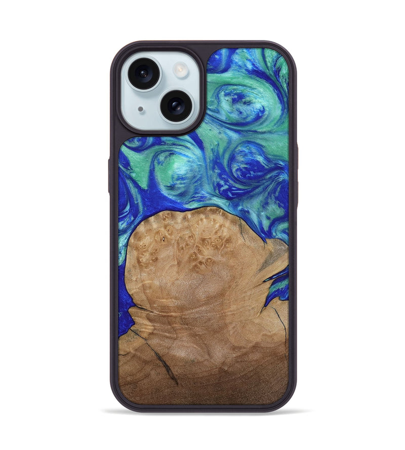 iPhone 15 Wood Phone Case - Mettie (Blue, 808502)