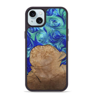 iPhone 15 Plus Wood Phone Case - Mettie (Blue, 808502)