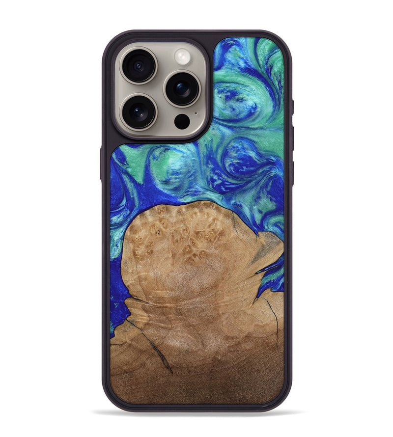 iPhone 15 Pro Max Wood Phone Case - Mettie (Blue, 808502)