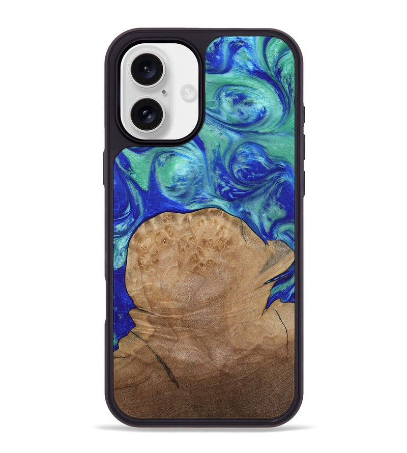 iPhone 16 Plus Wood Phone Case - Mettie (Blue, 808502)
