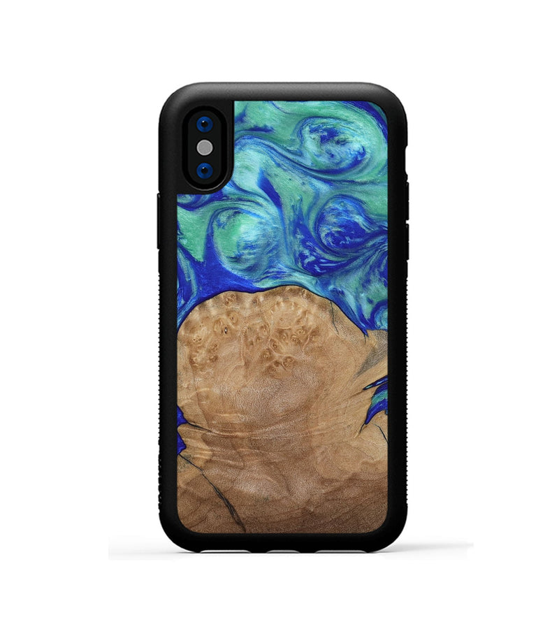 iPhone Xs Wood Phone Case - Mettie (Blue, 808502)