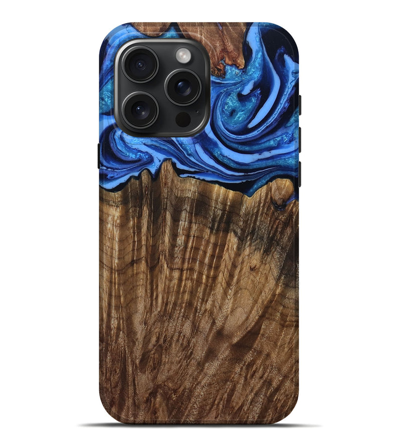 iPhone 16 Pro Max Wood Live Edge Phone Case - Venus (Blue, 808544)