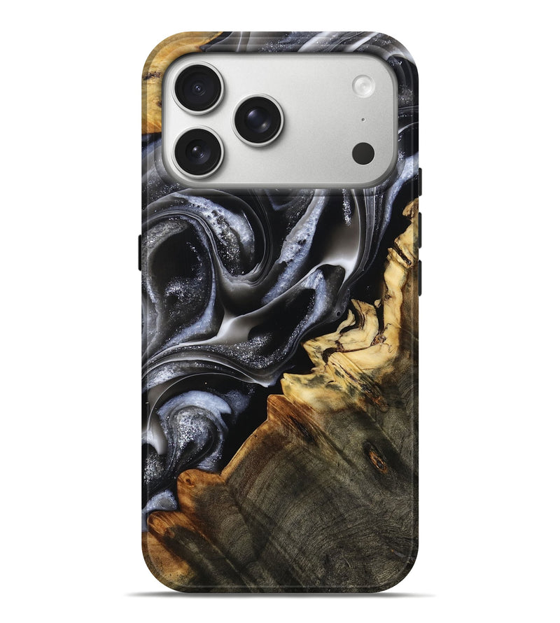 iPhone 17 Pro Max Wood Live Edge Phone Case - Kaleigh (Black & White, 808553)