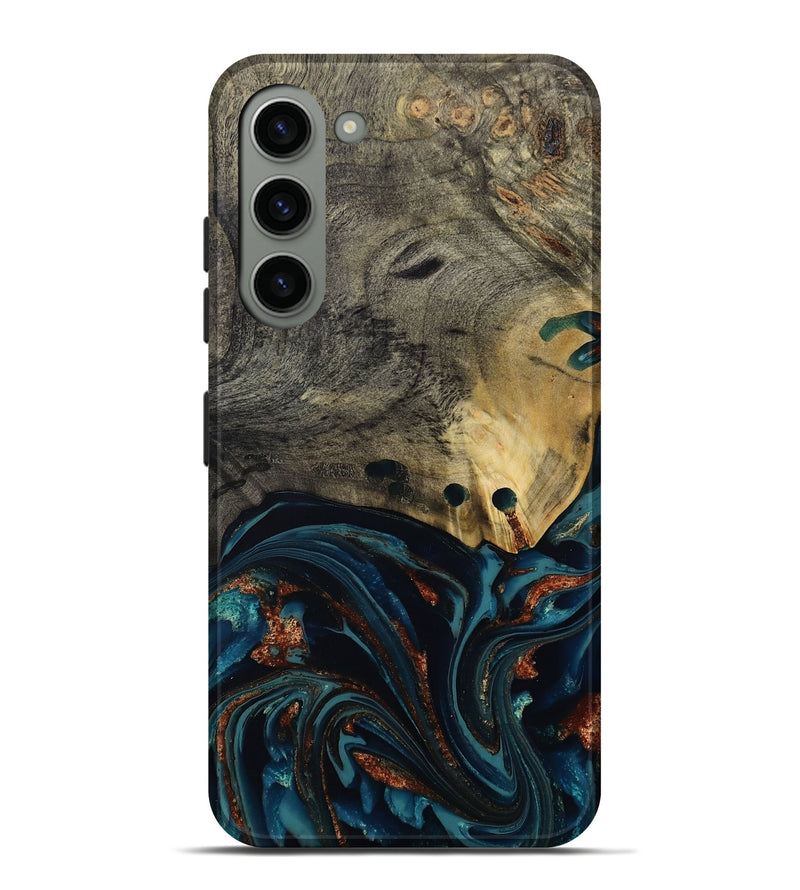 Galaxy S23 Plus Wood Live Edge Phone Case - Orlando (Teal & Gold, 808563)