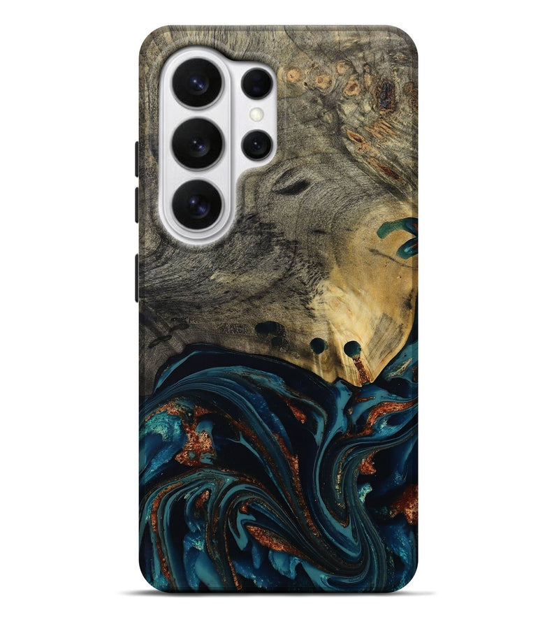 Galaxy S26 Ultra Wood Live Edge Phone Case - Orlando (Teal & Gold, 808563)