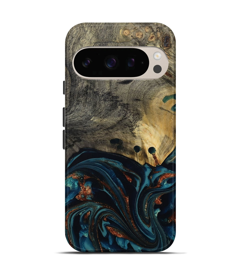Pixel 10 Wood Live Edge Phone Case - Orlando (Teal & Gold, 808563)