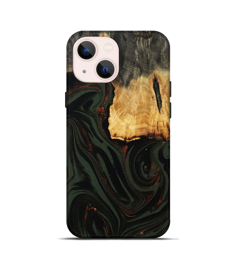 iPhone 13 mini Wood Live Edge Phone Case - Axton (Green, 808565)