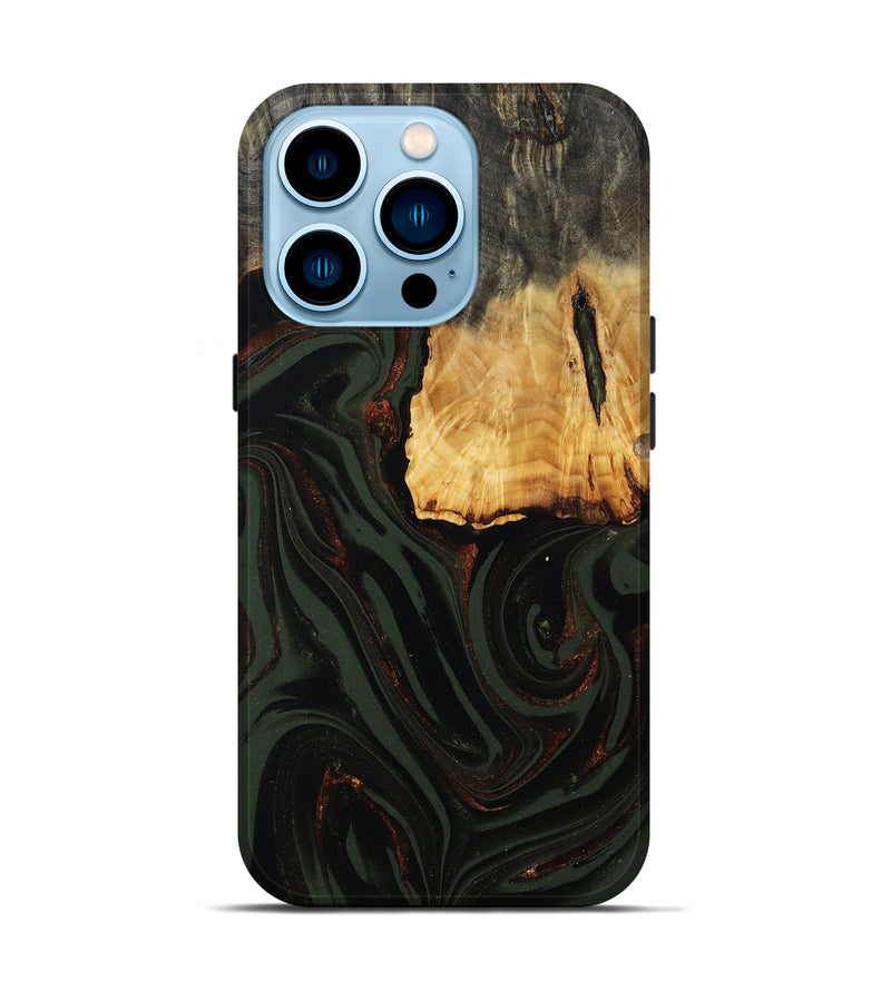 iPhone 14 Pro Wood Live Edge Phone Case - Axton (Green, 808565)