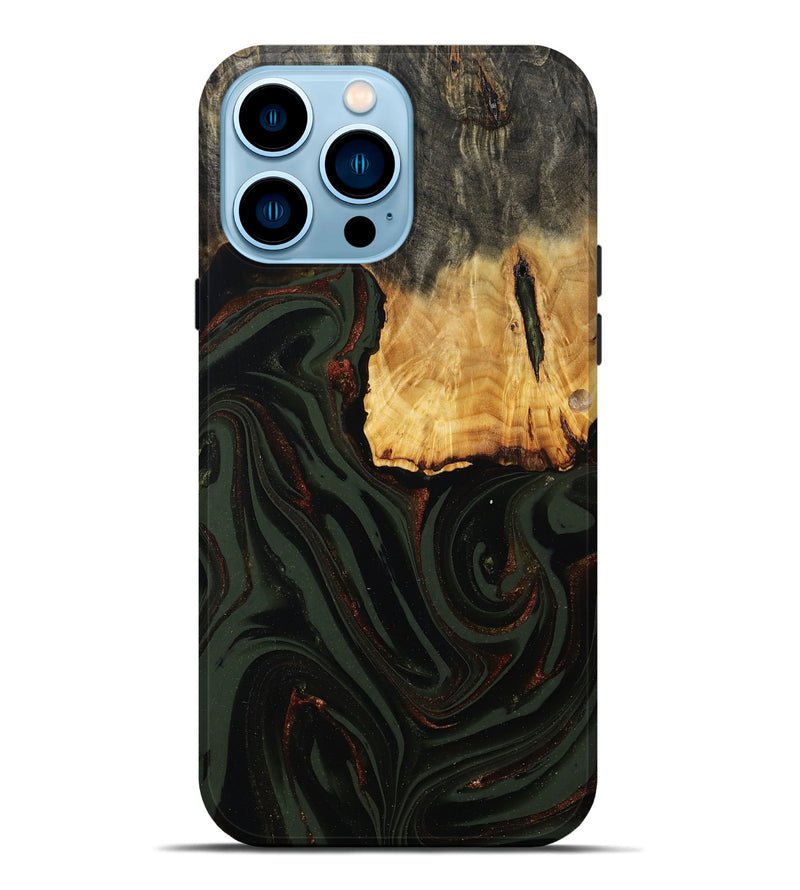 iPhone 14 Pro Max Wood Live Edge Phone Case - Axton (Green, 808565)