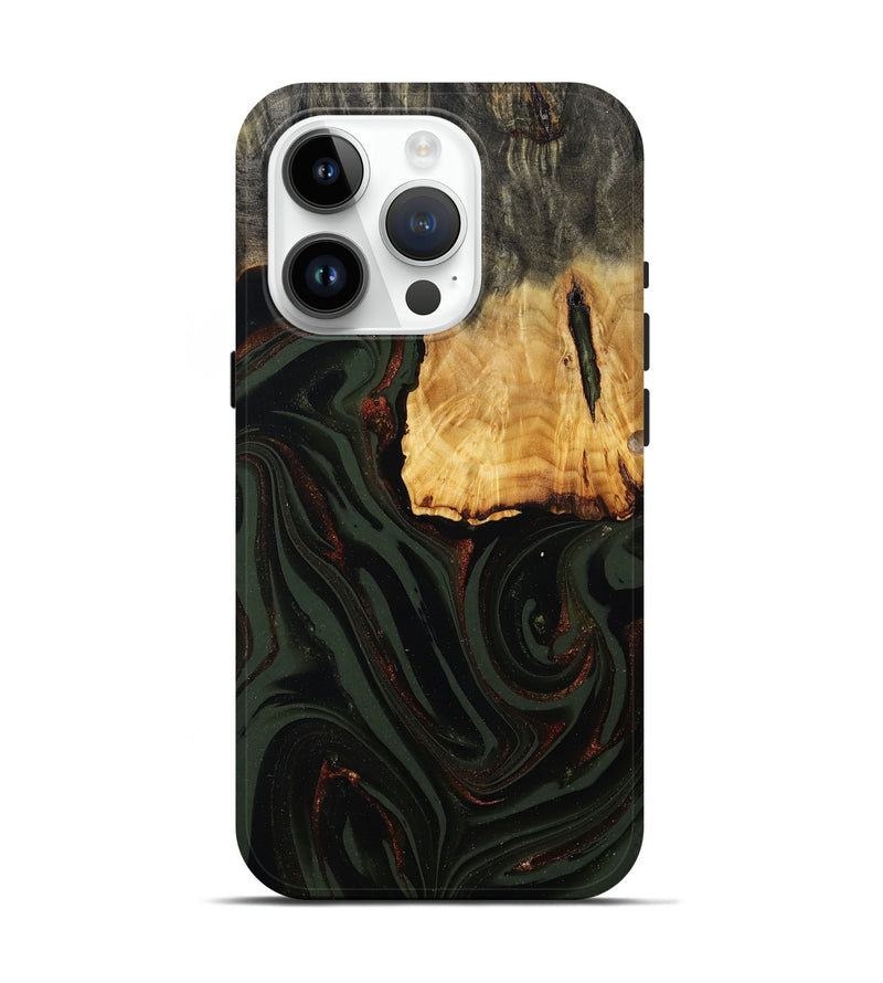 iPhone 15 Pro Wood Live Edge Phone Case - Axton (Green, 808565)