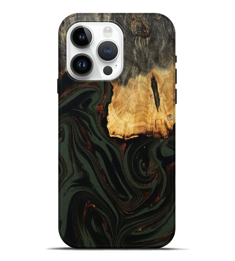 iPhone 15 Pro Max Wood Live Edge Phone Case - Axton (Green, 808565)