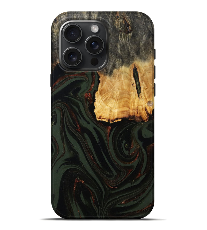 iPhone 16 Pro Max Wood Live Edge Phone Case - Axton (Green, 808565)