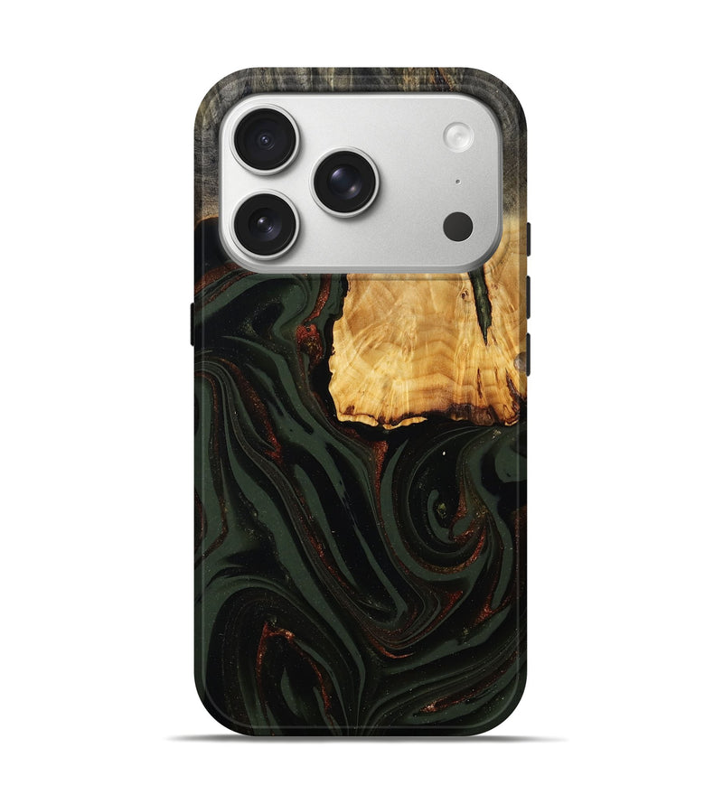 iPhone 17 Pro Wood Live Edge Phone Case - Axton (Green, 808565)
