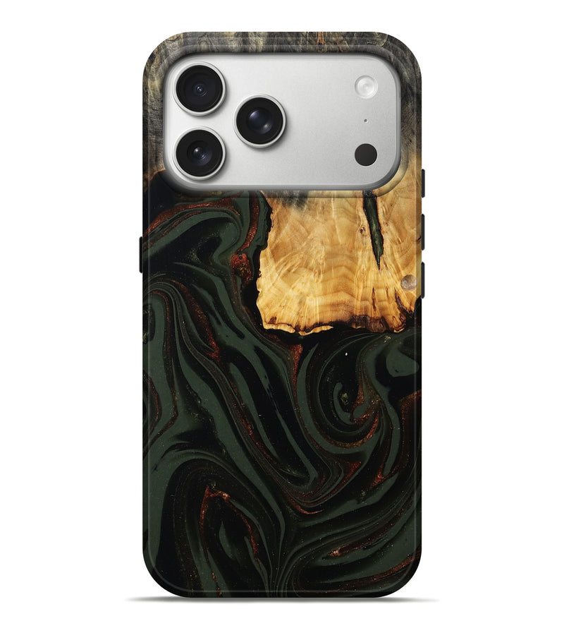 iPhone 17 Pro Max Wood Live Edge Phone Case - Axton (Green, 808565)