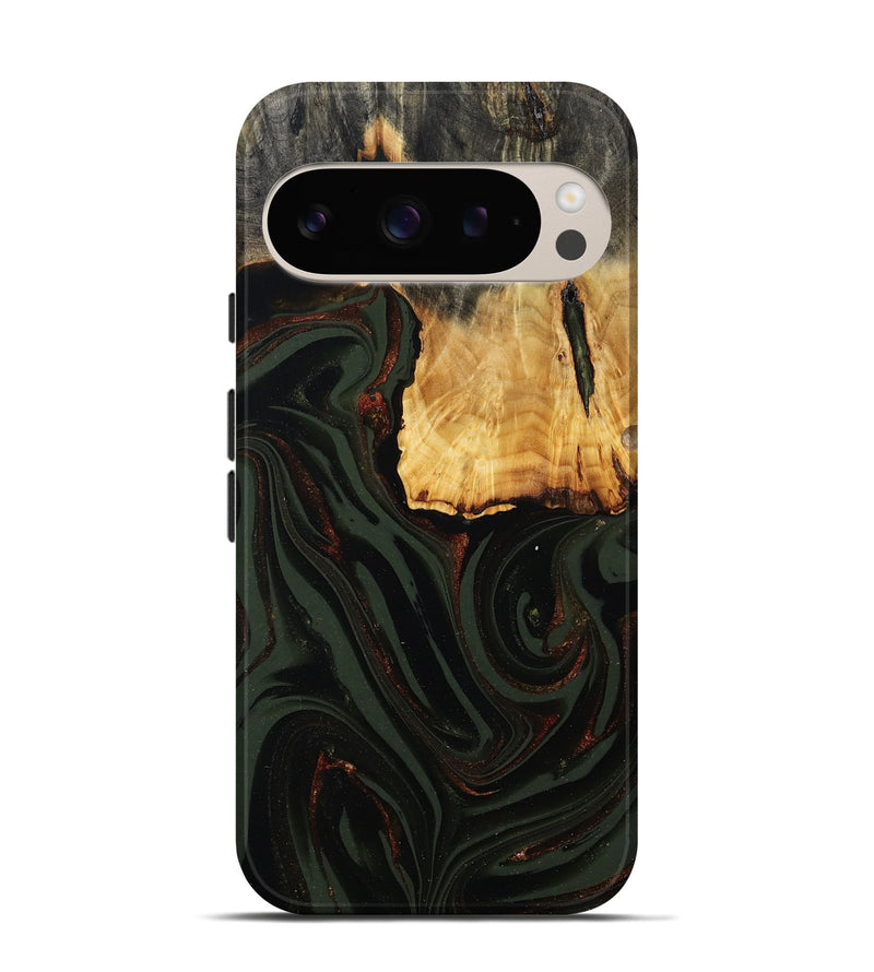 Pixel 9 Wood Live Edge Phone Case - Axton (Green, 808565)