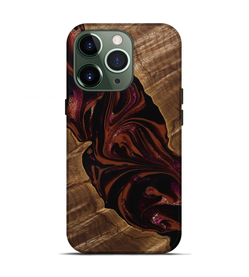 iPhone 13 Pro Wood Live Edge Phone Case - Jett (Red, 808566)