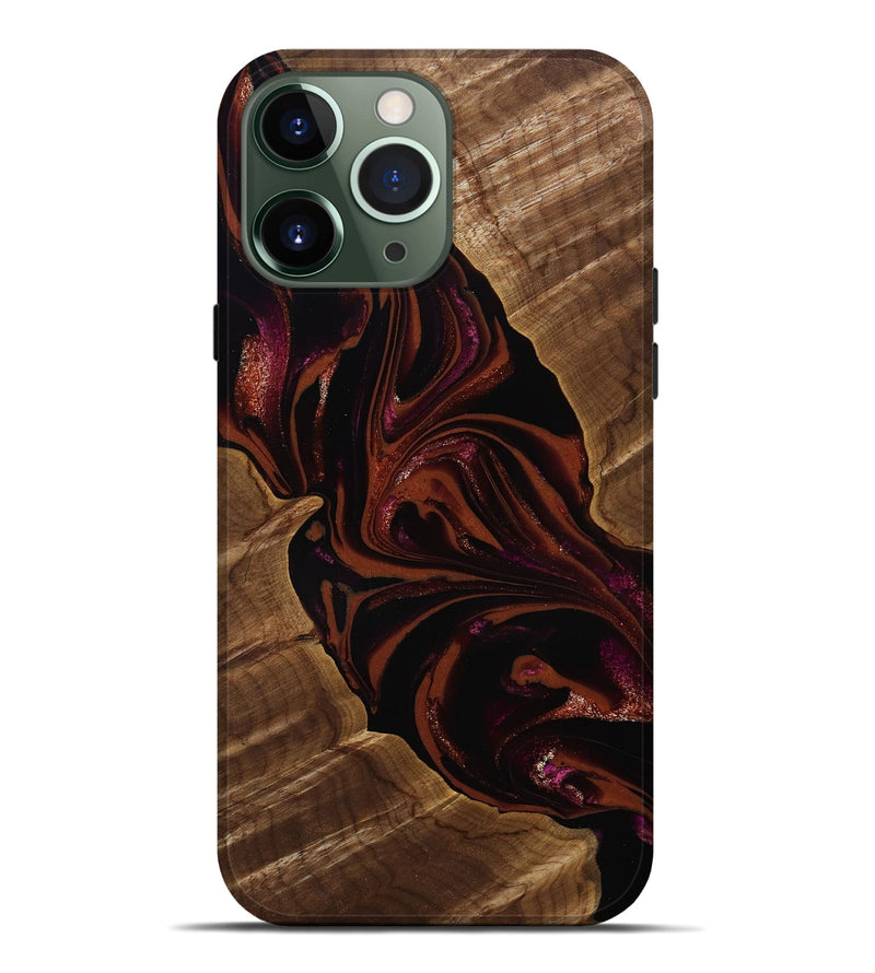 iPhone 13 Pro Max Wood Live Edge Phone Case - Jett (Red, 808566)