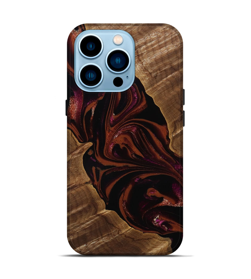 iPhone 14 Pro Wood Live Edge Phone Case - Jett (Red, 808566)