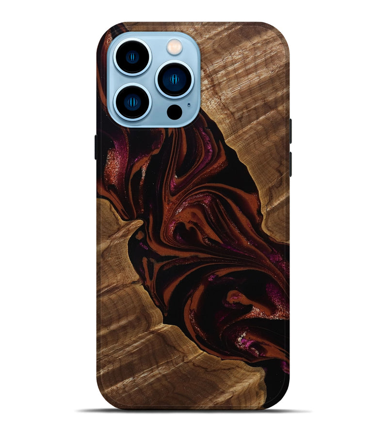iPhone 14 Pro Max Wood Live Edge Phone Case - Jett (Red, 808566)
