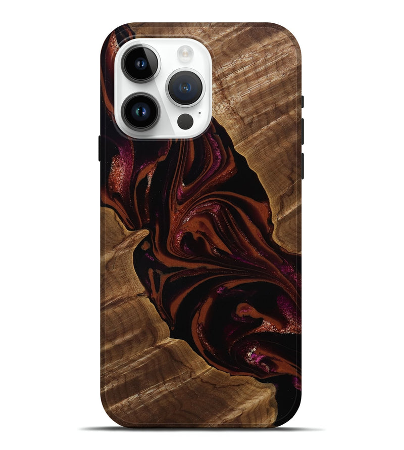 iPhone 15 Pro Max Wood Live Edge Phone Case - Jett (Red, 808566)