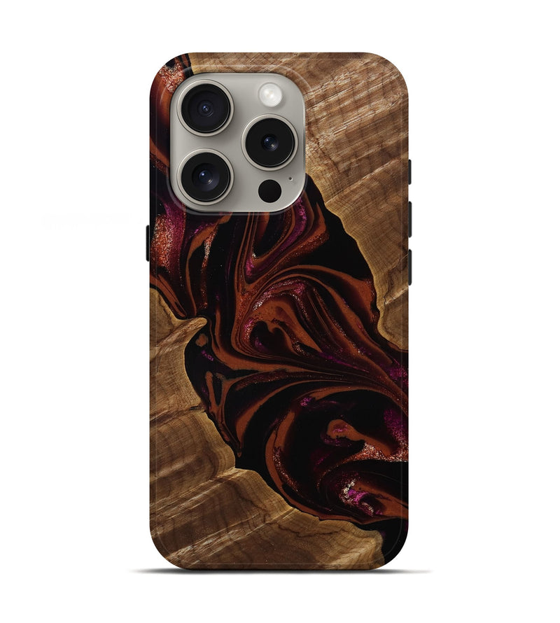 iPhone 16 Pro Wood Live Edge Phone Case - Jett (Red, 808566)