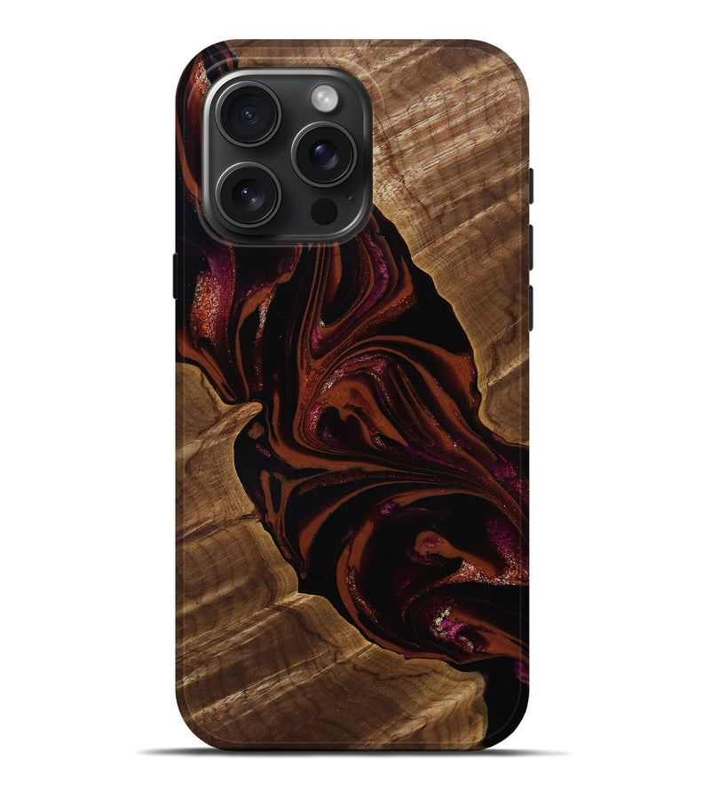 iPhone 16 Pro Max Wood Live Edge Phone Case - Jett (Red, 808566)