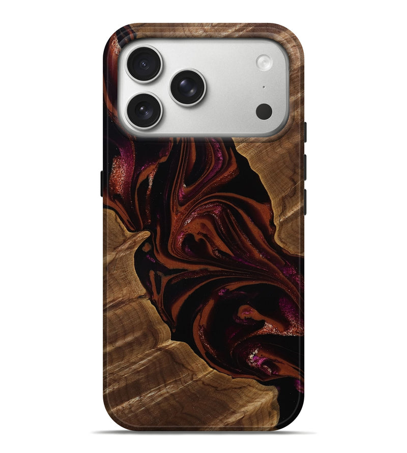 iPhone 17 Pro Max Wood Live Edge Phone Case - Jett (Red, 808566)