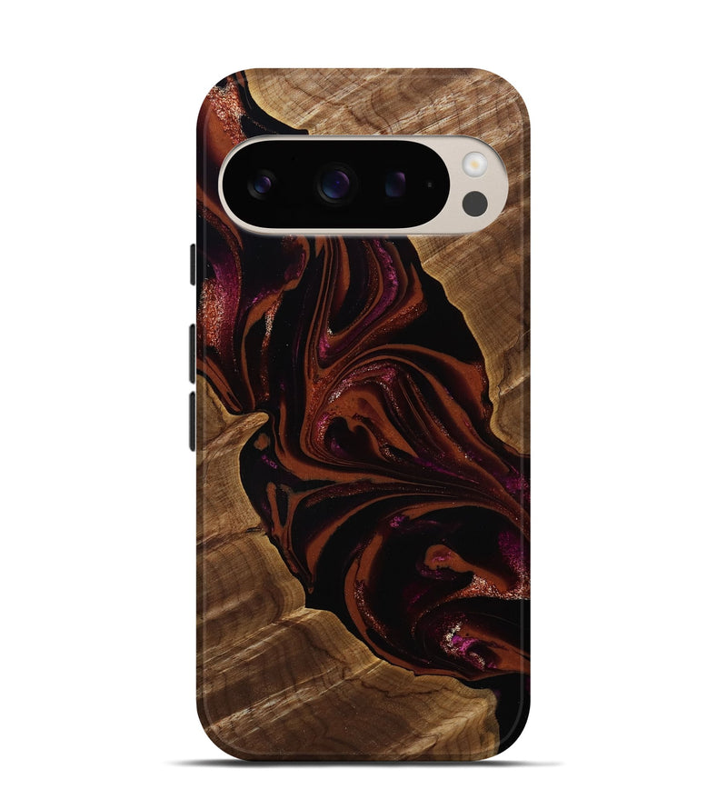 Pixel 9 Wood Live Edge Phone Case - Jett (Red, 808566)