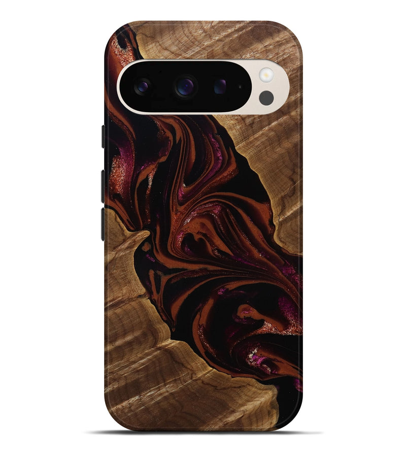 Pixel 9 Pro XL Wood Live Edge Phone Case - Jett (Red, 808566)