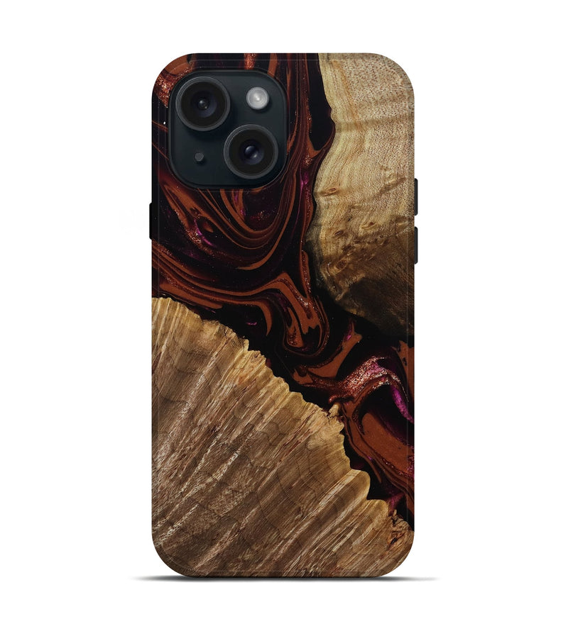 iPhone 15 Wood Live Edge Phone Case - Lue (Red, 808567)