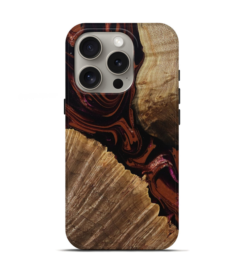 iPhone 16 Pro Wood Live Edge Phone Case - Lue (Red, 808567)