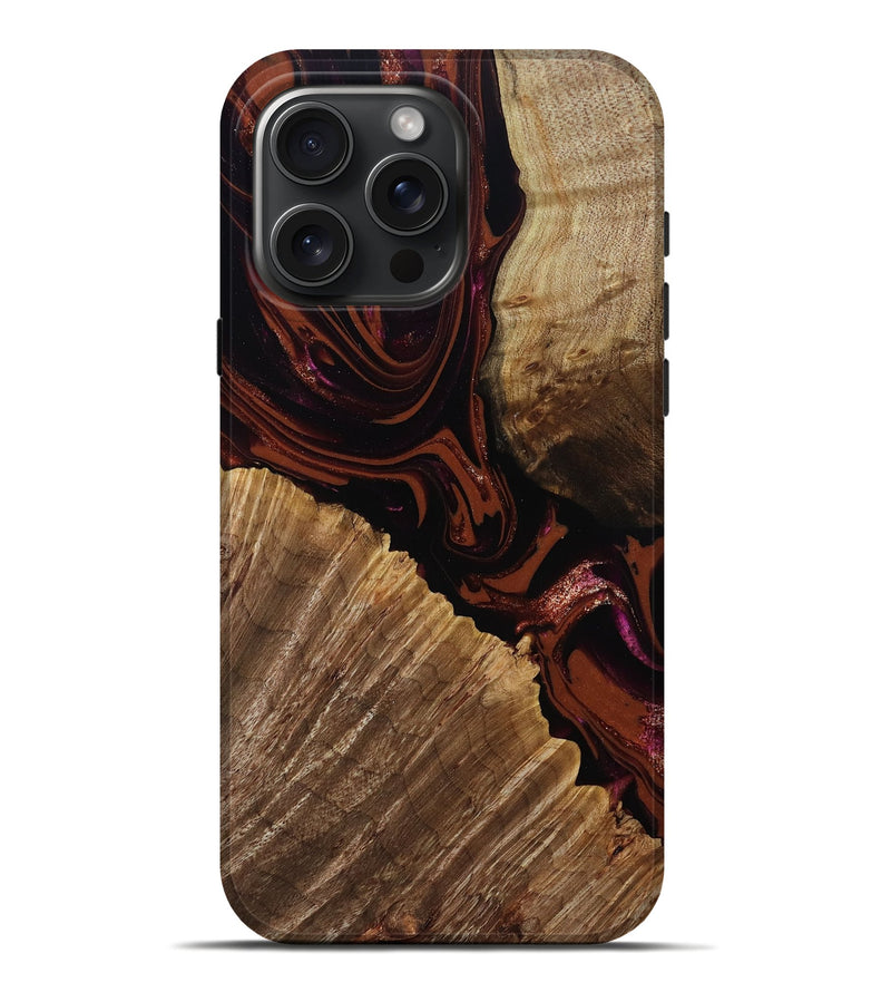 iPhone 16 Pro Max Wood Live Edge Phone Case - Lue (Red, 808567)