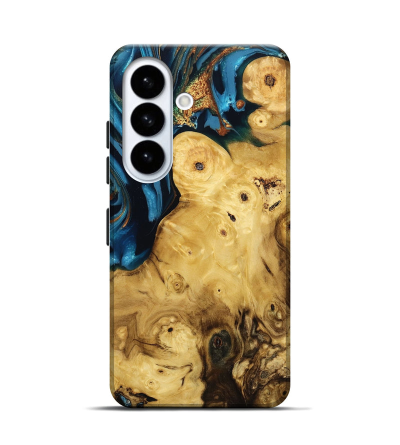Galaxy S26 Wood Live Edge Phone Case - Jeana (Teal & Gold, 808569)