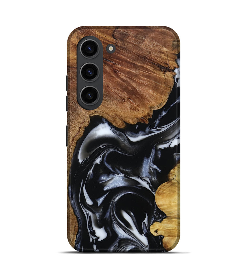 Galaxy S23 Wood Live Edge Phone Case - Gail (Black & White, 808572)