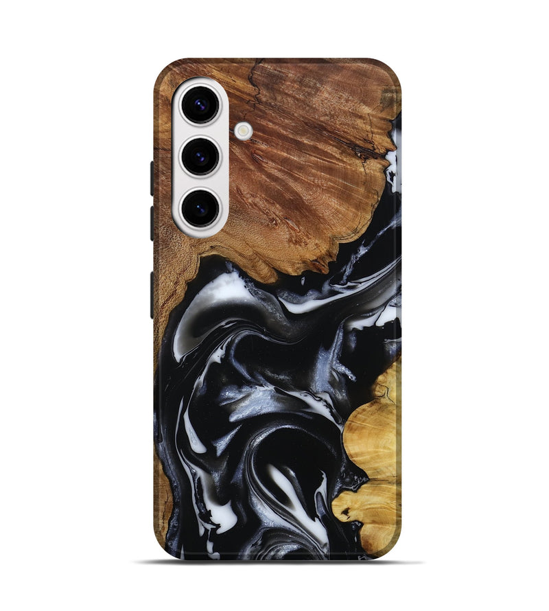 Galaxy S25 Wood Live Edge Phone Case - Gail (Black & White, 808572)