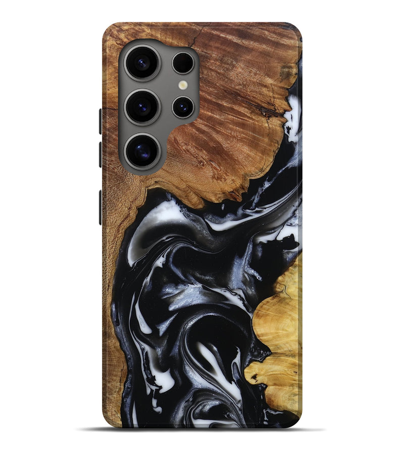 Galaxy S25 Ultra Wood Live Edge Phone Case - Gail (Black & White, 808572)