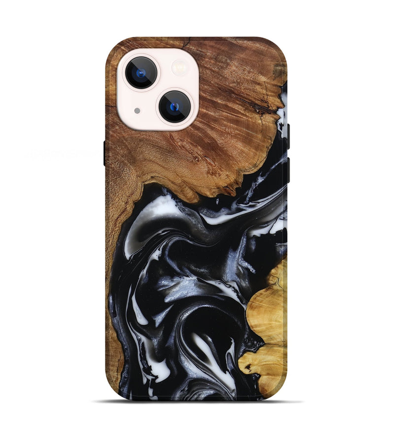 iPhone 13 Wood Live Edge Phone Case - Gail (Black & White, 808572)