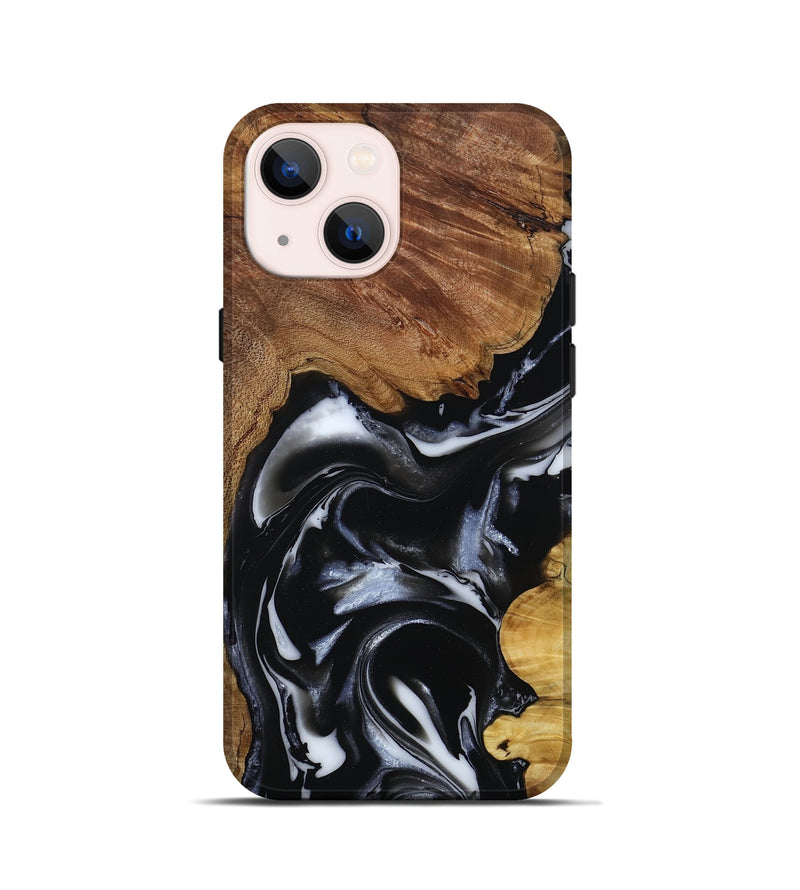 iPhone 13 mini Wood Live Edge Phone Case - Gail (Black & White, 808572)