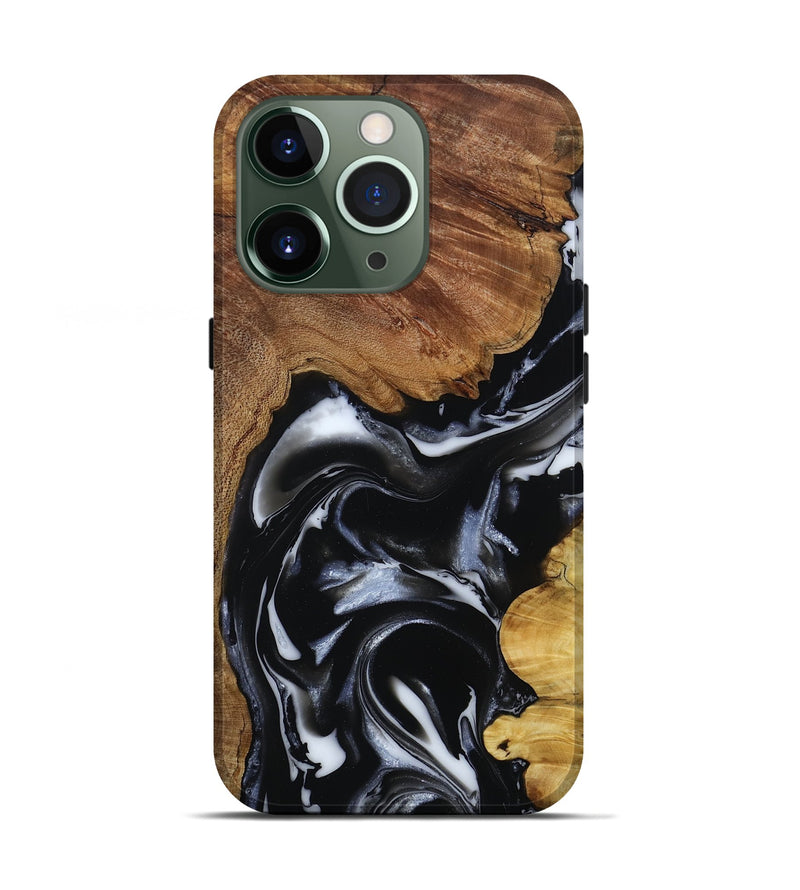 iPhone 13 Pro Wood Live Edge Phone Case - Gail (Black & White, 808572)