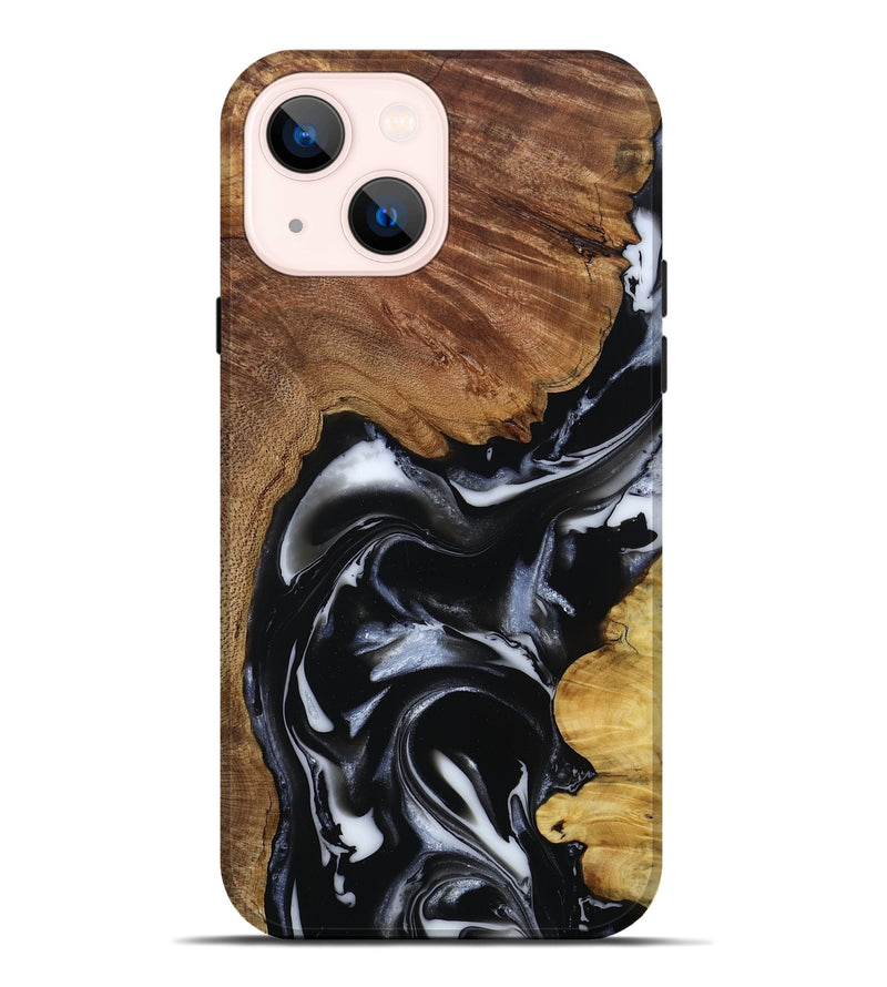 iPhone 14 Plus Wood Live Edge Phone Case - Gail (Black & White, 808572)