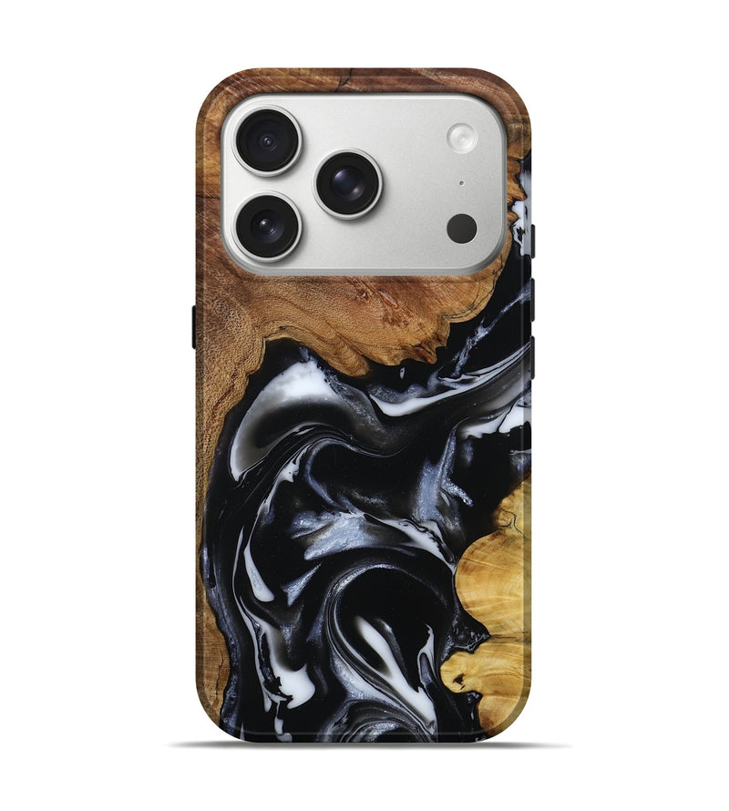 iPhone 17 Pro Wood Live Edge Phone Case - Gail (Black & White, 808572)