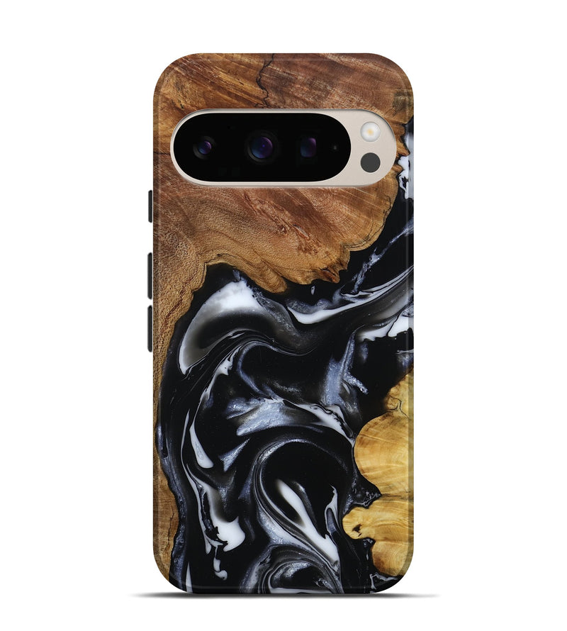 Pixel 10 Pro Wood Live Edge Phone Case - Gail (Black & White, 808572)