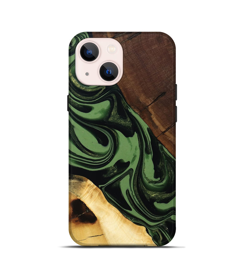iPhone 13 mini Wood Live Edge Phone Case - Junius (Green, 808573)