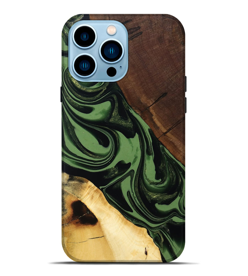 iPhone 14 Pro Max Wood Live Edge Phone Case - Junius (Green, 808573)
