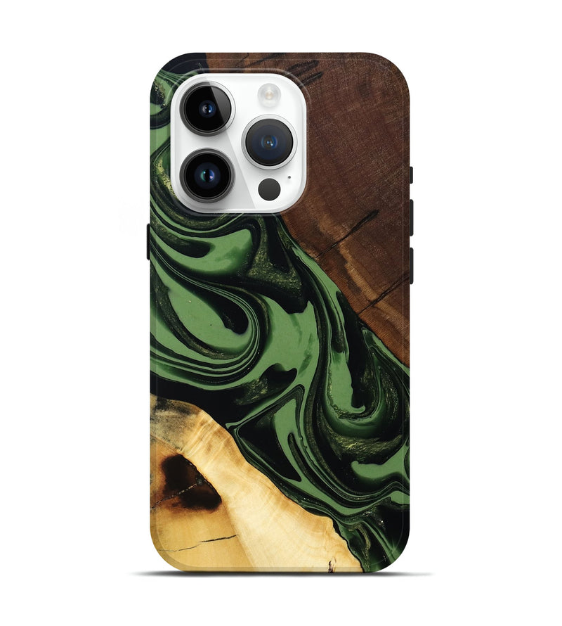 iPhone 15 Pro Wood Live Edge Phone Case - Junius (Green, 808573)