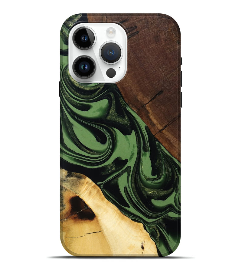iPhone 15 Pro Max Wood Live Edge Phone Case - Junius (Green, 808573)