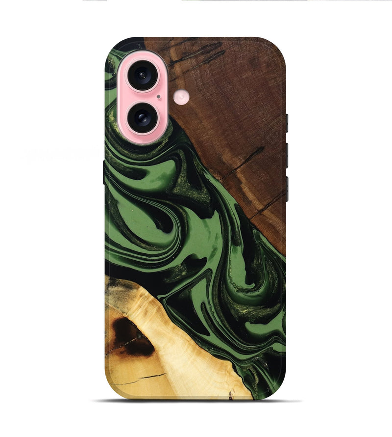 iPhone 16 Wood Live Edge Phone Case - Junius (Green, 808573)